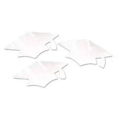 White Metallic Grad Cap Cutouts (Pack of 6)