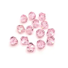 4, 20 or 50 Pieces: 6 mm Bicone Pink Imitation Crystal June Birthstone Beads
