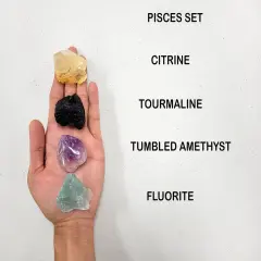 Crystals for Pisces Zodiac Sign, Citrine Tourmaline Amethyst Fluorite
