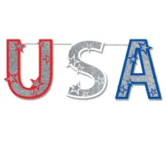 Glittered USA Streamer (Pack of 12)