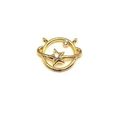 4, 20 or 50 Pieces: Gold Plated, Cubic Zirconia Celestial Connector Charms