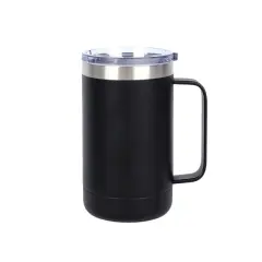 Engraving Coffee Cup, 10 oz with Lid and Handle (Black)