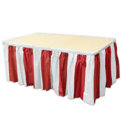 Red & White Stripes Table Skirting (Pack of 6)