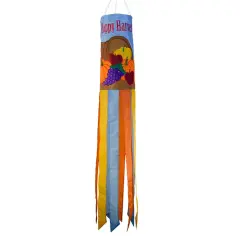 In the Breeze Happy Harvest 40 Inch Windsock - Hanging Thanksgiving Decoration - Outdoor Holiday d&eacute;cor