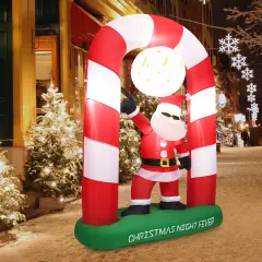 Costway 7.5 FT Inflatable Christmas Lighted Santa Claus Stand on Archway Yard Decoration
