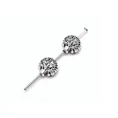 4, 20 or 50 Pieces: Silver Detailed Tree Spacer Charm Beads - Double Sided