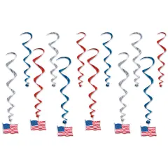 American Flag Whirls, (Pack Of 6)