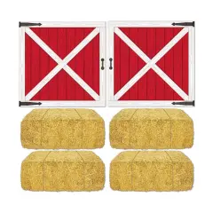 Barn Loft Door & Hay Bale Props (Pack of 12)