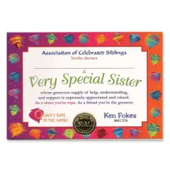 Very Special Sister Certificate (Pack of 6)