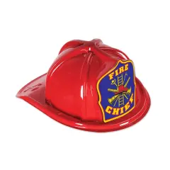 Red Plastic Fire Chief Hat (Pack of 48)