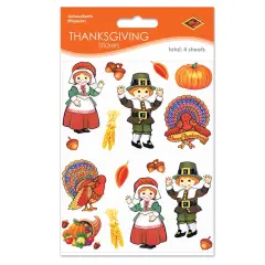 Pilgrim & Turkey Stickers (Pack of 12)