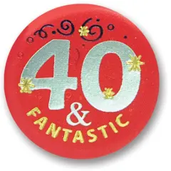 40 & Fantastic Satin Button (Pack of 6)