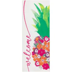 Northlight Floral Pineapple Welcome Wooden Wall Sign - 13" White