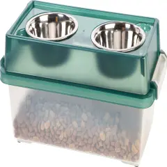 IRIS USA 2-in-1 Elevated Dog Bowls Feeder with Airtight Pet Food Storage Container