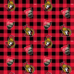 Sykel Enterprises NHL Team Cotton Fabric-Ottawa Senators Buffalo Plaid Cotton Quilting Fabric