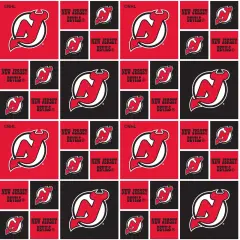 Sykel Enterprises NHL Team Cotton Fabric-New Jersey Devils Geometric Cotton Quilting Fabric