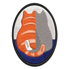 Pair of Cuddling Cats Multi-Color Embroidered Iron-On or Hook & Loop Patch Applique