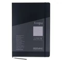 Fabriano EcoQua Plus Stitch-Bound Notebook - Black, 8-1/4" x 11-3/4", Dot Grid