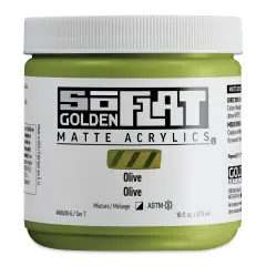 Golden SoFlat Matte Acrylic Paint - Olive, 473 ml, Jar