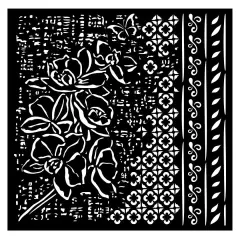 Stamperia Stencil 7"X7"-Orchids And Cats Orchid Pattern