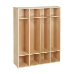 Streamline 4-Section Coat Locker, Classroom Furniture Natural