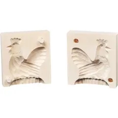Salewsky Jurgen German Hand Made Finely Carved 2 Piece Butter Mold Rooster Design