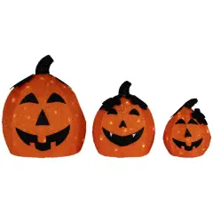 Northlight LED Lighted Jack O' Lantern Outdoor Halloween Decorations - Warm White - Set of 3 Orange
