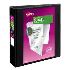Avery Durable View 3 Ring Binder, 2 Inch EZD Rings, 1 Black Binder (09500)