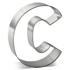 Letter C Cookie Cutter 3 in, Tin Plated Steel, Handmade in the USA
