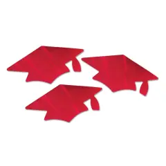 Red Metallic Grad Cap Cutouts (Pack of 6)