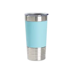 20oz Stainless Steel Tumber with Removable Silicone Sleeve (Light Blue/White)