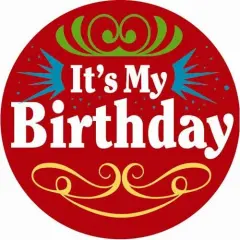 Red It's My Birthday Satin Button (Pack of 6)