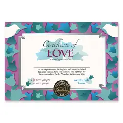 Certificate Of Love (Pack of 6)