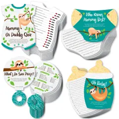 Big Dot of Happiness Let&rsquo;s Hang - Sloth - 4 Baby Shower Games - 10 Cards Each - Gamerific Bundle