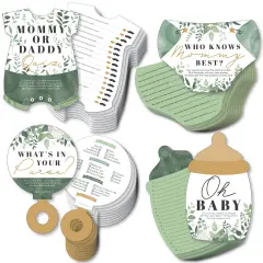 Big Dot of Happiness Boho Botanical Baby - 4 Greenery Baby Shower Games - 10 Cards Each - Gamerific Bundle