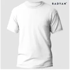 RADYAN Men's Plain Single Pack Ultra Cotton Soft Cool Short Sleeve Round Neck Adult White Solid T Shirt. Crew Neck mens undershirt Ultra soft cotton rich & blend