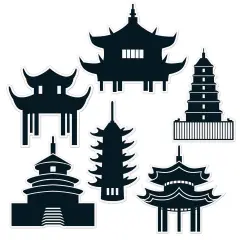 Pagoda Silhouettes, (Pack of 12)