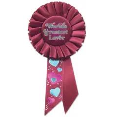 Worlds Greatest Lover Rosette, (Pack of 6)