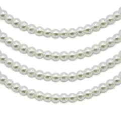 4 Strands of 4mm White Glass Pearl Beads - 800 on 30-Inch Strands