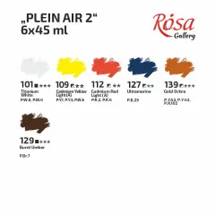 Oil colours set&laquo;Plein Air&raquo;, 5х45ml, ROSA Gallery