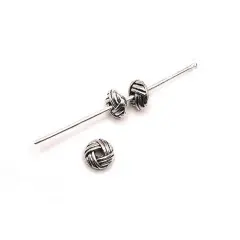 4, 20 or 50 Pieces: Small Antique Silver Round Woven Spacer Beads, 6 x 3 mm - Double Sided