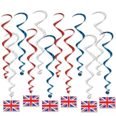 British Flag Whirls, (Pack Of 6)