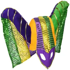 Masked Mardi Gras Hat w/Sequined Drape (Pack of 6)