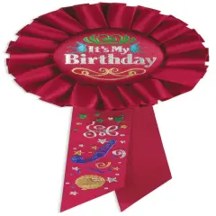 Red It's My Birthday Rosette (Pack of 6)