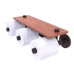 Prestige Regal Collection Horizontal Reserve 3 Roll Toilet Paper Holder With Wood Shelf - Antique Bronze