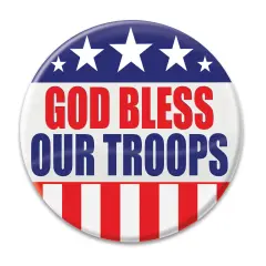 God Bless Our Troops Button, (Pack of 6)