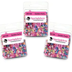 Buttons Galore Sprinkletz Embellishments for Crafts, Tiny Polymer Clay Shapes & Unique Designs - Garden Party - 3 Pack