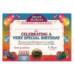 Very Special Birthday Certificate (Pack of 6)