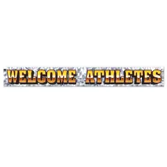 Metallic Welcome Athletes Fringe Banner, (Pack Of 12)