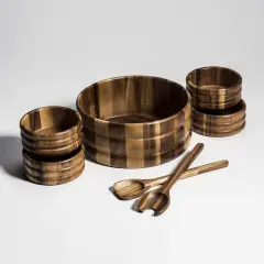 7 Piece - Large Salad Bowl with Servers and 4 Individuals